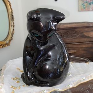 Midcentury Vintage Ceramic Black Cat
